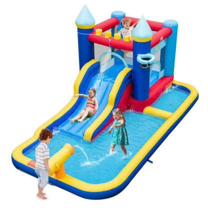 Inflatable Bounce Houses |  Inflatable Water Slide Bounce House with 680W Blower and 2 Pools – 197 in Inflatable Bounce Houses Inflatable Bounce Houses