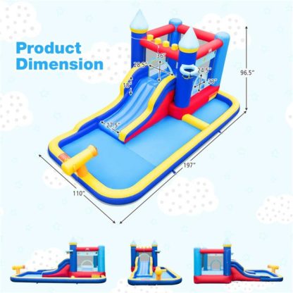 Inflatable Bounce Houses |  Inflatable Water Slide Bounce House with 680W Blower and 2 Pools – 197 in Inflatable Bounce Houses Inflatable Bounce Houses