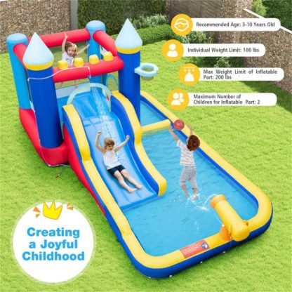 Inflatable Bounce Houses |  Inflatable Water Slide Bounce House with 680W Blower and 2 Pools – 197 in Inflatable Bounce Houses Inflatable Bounce Houses