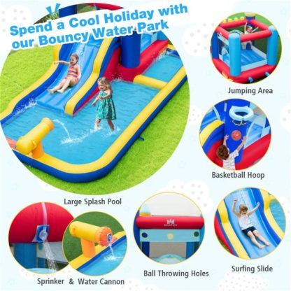 Inflatable Bounce Houses |  Inflatable Water Slide Bounce House with 680W Blower and 2 Pools – 197 in Inflatable Bounce Houses Inflatable Bounce Houses