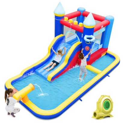 Inflatable Bounce Houses |  Inflatable Water Slide Bounce House with 680W Blower and 2 Pools – 197 in Inflatable Bounce Houses Inflatable Bounce Houses