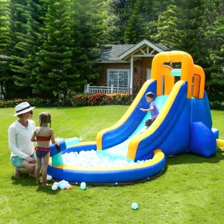 Inflatable Bounce Houses |  Inflatable Water Slide Kids Bounce House Castle Splash Pool with 350W Blower Inflatable Bounce Houses Inflatable Bounce Houses