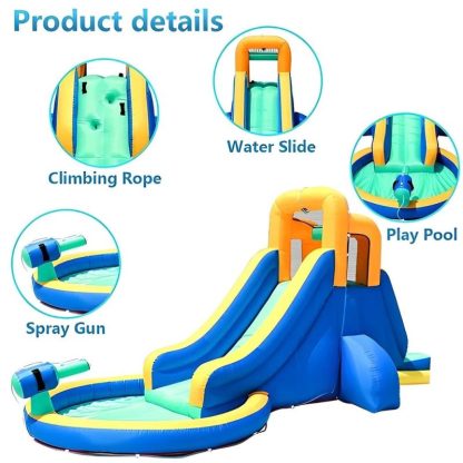 Inflatable Bounce Houses |  Inflatable Water Slide Kids Bounce House Castle Splash Pool with 350W Blower Inflatable Bounce Houses Inflatable Bounce Houses