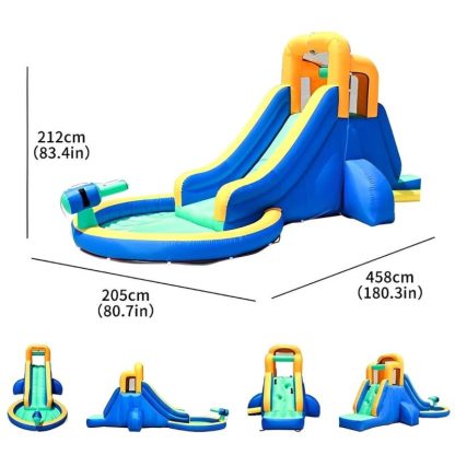 Inflatable Bounce Houses |  Inflatable Water Slide Kids Bounce House Castle Splash Pool with 350W Blower Inflatable Bounce Houses Inflatable Bounce Houses