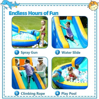 Inflatable Bounce Houses |  Inflatable Water Slide Kids Bounce House Castle Splash Pool with 350W Blower Inflatable Bounce Houses Inflatable Bounce Houses