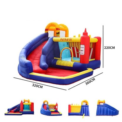 Inflatable Bounce Houses |  Kid Inflatable Bounce Castle Trampoline With Ball Pit Curved Slide And Blower Inflatable Bounce Houses Inflatable Bounce Houses