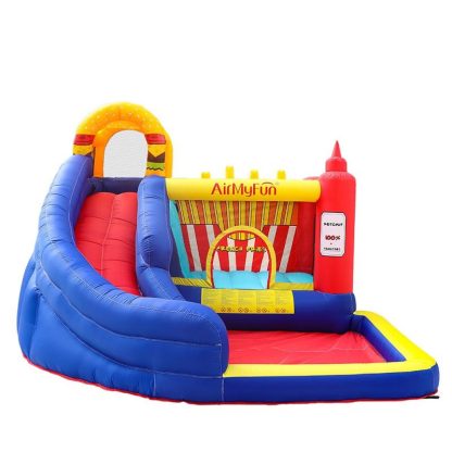 Inflatable Bounce Houses |  Kid Inflatable Bounce Castle Trampoline With Ball Pit Curved Slide And Blower Inflatable Bounce Houses Inflatable Bounce Houses