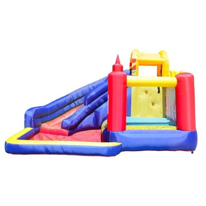 Inflatable Bounce Houses |  Kid Inflatable Bounce Castle Trampoline With Ball Pit Curved Slide And Blower Inflatable Bounce Houses Inflatable Bounce Houses