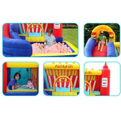 Inflatable Bounce Houses |  Kid Inflatable Bounce Castle Trampoline With Ball Pit Curved Slide And Blower Inflatable Bounce Houses Inflatable Bounce Houses