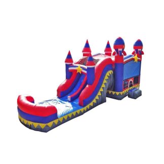 Inflatable Bounce Houses |  Rocket Dual Lane Combo Inflatable Bounce Houses Inflatable Bounce Houses