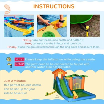 Inflatable Bounce Houses |  Tropical Inflatable Water Slide Summer Theme Jumping Castle – 216.5″Lx112.25″Wx102.25″H Inflatable Bounce Houses Inflatable Bounce Houses