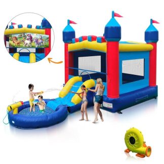 Inflatable Bounce Houses |  Vinyl Inflatable Bounce House with Water Guns,Slides, Basketball Hoop and 1100-Watt Blower – 22.5x12x25.5ft Inflatable Bounce Houses Inflatable Bounce Houses