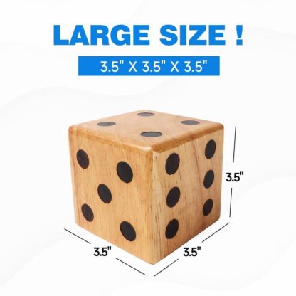 Lawn Games |  3.5″ Rubber Hardwood Giant Yard Dice Set with Carrying Bag and Yardzee & Farkle Scorecard – Giant Dice Set Lawn Games Lawn Games