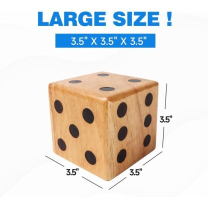 Lawn Games |  3.5″ Rubber Hardwood Giant Yard Dice Set with Carrying Bag and Yardzee & Farkle Scorecard – Giant Dice Set Lawn Games Lawn Games