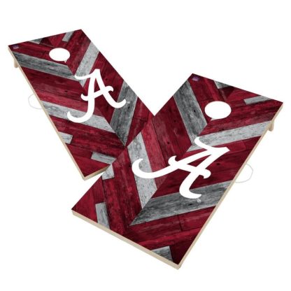 Lawn Games |  Alabama Crimson Tide Cornhole Board Set – Herringbone Design Lawn Games Lawn Games