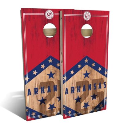 Lawn Games |  Arkansas State Flag 2.0 Outdoor Cornhole Game (Choose Wraps or Boards) Lawn Games Lawn Games