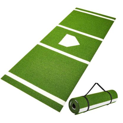 Lawn Games |  Baseball Softball Hitting Batting Mat Indoor/Outdoor Softball Mat Portable Practice Mat with Tightening Rope, Green Lawn Games Lawn Games