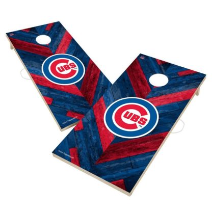 Lawn Games |  Chicago Cubs MLB Cornhole Board Set – Herringbone Design Lawn Games Lawn Games