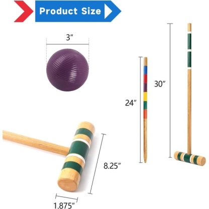 Lawn Games |  Classic 6-Player Croquet Set with 6 Mallets & Croquet Balls, 9 Wickets, 2 Stakes and a Carrying Case – Croquet Set Lawn Games Lawn Games