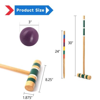 Lawn Games |  Classic 6-Player Croquet Set with 6 Mallets & Croquet Balls, 9 Wickets, 2 Stakes and a Carrying Case – Croquet Set Lawn Games Lawn Games