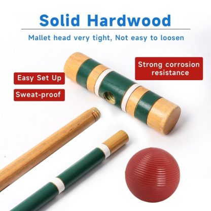 Lawn Games |  Classic 6-Player Croquet Set with 6 Mallets & Croquet Balls, 9 Wickets, 2 Stakes and a Carrying Case – Croquet Set Lawn Games Lawn Games