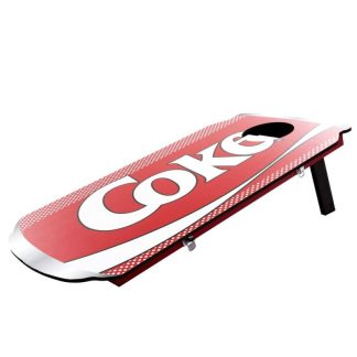 Lawn Games |  Coca Cola Cornhole Outdoor Game Set, 2 Wooden Coke Can-Shaped Corn Hole Toss Boards with 8 Bean Bags Lawn Games Lawn Games