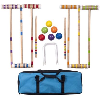 Lawn Games |  Complete Croquet Set with Carrying Case – Multicolor – 3″ Ball Lawn Games Lawn Games