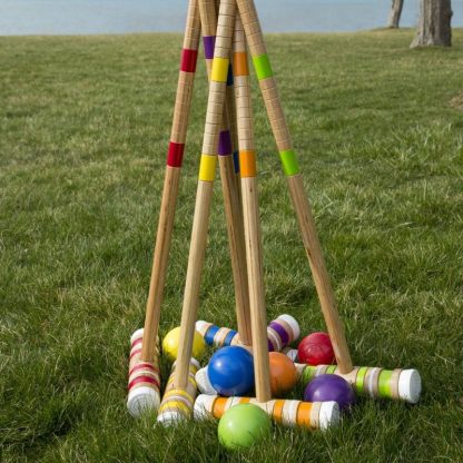 Lawn Games |  Complete Croquet Set with Carrying Case – Multicolor – 3″ Ball Lawn Games Lawn Games