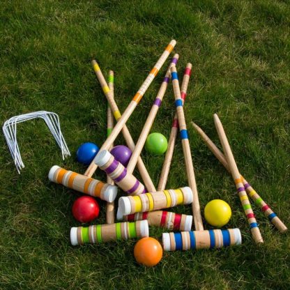 Lawn Games |  Complete Croquet Set with Carrying Case – Multicolor – 3″ Ball Lawn Games Lawn Games