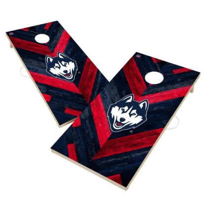 Lawn Games |  Connecticut UCONN Huskies Cornhole Board Set – Herringbone Design Lawn Games Lawn Games