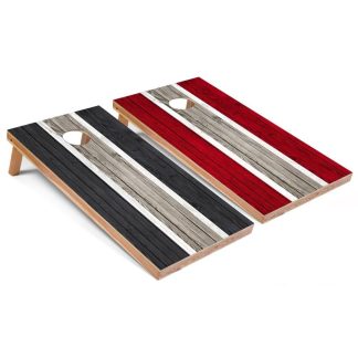 Lawn Games |  Dark Grey and Red Striped Outdoor Cornhole Set Lawn Games Lawn Games