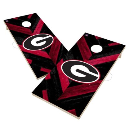 Lawn Games |  Georgia Bulldogs Cornhole Board Set – Herringbone Design Lawn Games Lawn Games