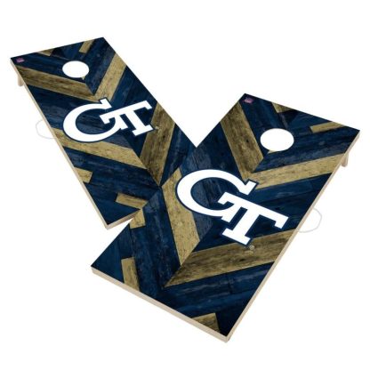 Lawn Games |  Georgia Tech Yellow Jackets Cornhole Board Set – Herringbone Design Lawn Games Lawn Games