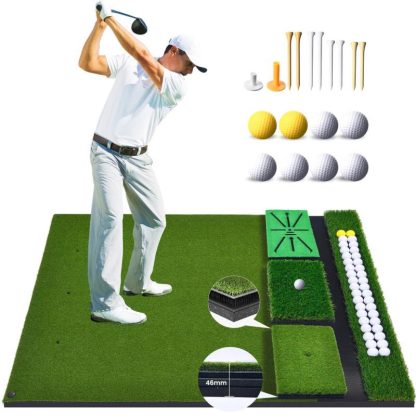 Lawn Games |  Haokelball Golf Mat Set 3-in-1 Golf Hitting Mat with Golf Ball Storage Zone 5×4 ft Golf Mats Practice Indoor Outdoor Lawn Games Green