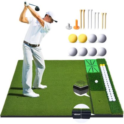 Lawn Games |  Haokelball Golf Mat Set 3-in-1 Golf Hitting Mat with Golf Ball Storage Zone 5×4 ft Golf Mats Practice Indoor Outdoor Lawn Games Green