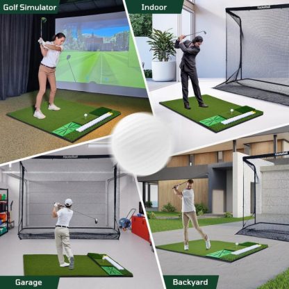 Lawn Games |  Haokelball Golf Mat Set 3-in-1 Golf Hitting Mat with Golf Ball Storage Zone 5×4 ft Golf Mats Practice Indoor Outdoor Lawn Games Green