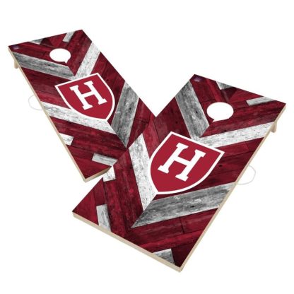 Lawn Games |  Harvard University Crimson Cornhole Board Set – Herringbone Design Lawn Games Lawn Games