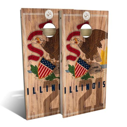 Lawn Games |  Illinois State Flag 2.0 Outdoor Cornhole Game (Choose Wraps or Boards) Lawn Games Lawn Games