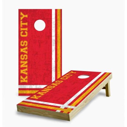 Lawn Games |  Kansas City Chiefs Multi Stripe Cornhole Game (Choose Wraps or Boards) Lawn Games Lawn Games