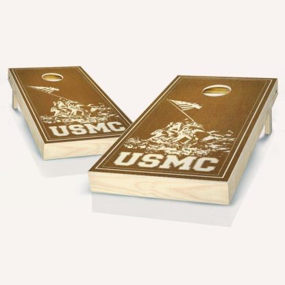 Lawn Games |  Marines USMC Chestnut Cornhole Board Outdoor Game Set Lawn Games Lawn Games