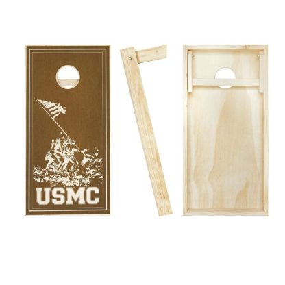 Lawn Games |  Marines USMC Chestnut Outdoor Cornhole Board Game Set Lawn Games Lawn Games