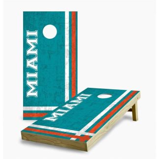 Lawn Games |  Miami Dolphins Multi Stripe Cornhole Game (Choose Wraps or Boards) Lawn Games Lawn Games