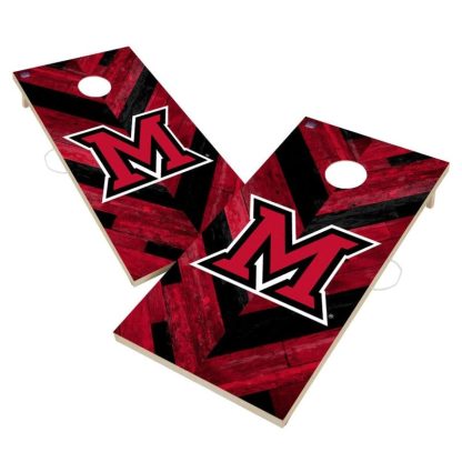 Lawn Games |  Miami University RedHawks Cornhole Board Set – Herringbone Design Lawn Games Lawn Games