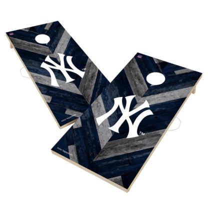 Lawn Games |  New York Yankees MLB Cornhole Board Set – Herringbone Design Lawn Games Lawn Games