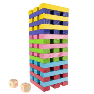 Lawn Games |  Nontraditional Giant Wooden Blocks Tower Stacking Game with Dice, Outdoor Yard Game by (Rainbow Color) Lawn Games Lawn Games