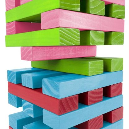 Lawn Games |  Nontraditional Giant Wooden Blocks Tower Stacking Game with Dice, Outdoor Yard Game by (Rainbow Color) Lawn Games Lawn Games