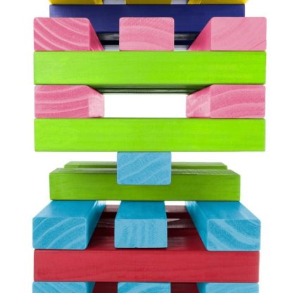 Lawn Games |  Nontraditional Giant Wooden Blocks Tower Stacking Game with Dice, Outdoor Yard Game by (Rainbow Color) Lawn Games Lawn Games