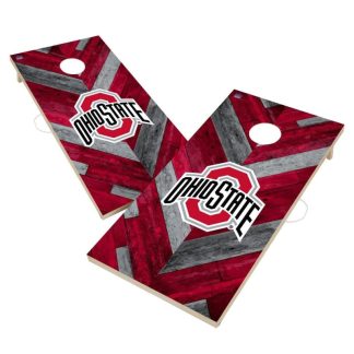 Lawn Games |  Ohio State University Buckeyes OSU Cornhole Board Set – Herringbone Design Lawn Games Lawn Games