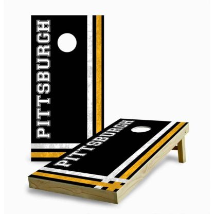 Lawn Games |  Pittsburgh Steelers Multi Stripe Cornhole Game (Choose Wraps or Boards) Lawn Games Lawn Games