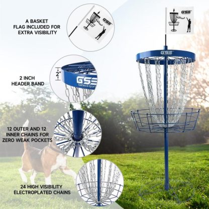 Lawn Games |  Professional Portable 24-Chain Disc Golf Targets Basket, PRO Disc Golf Practice Goal Baskets Lawn Games Lawn Games